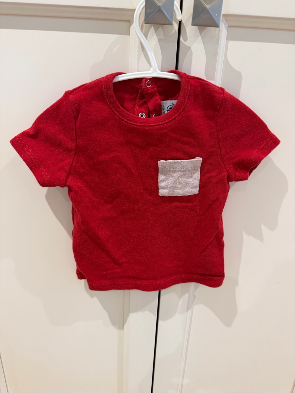 Petit bateau 18m Red Short Sleeve Tee with Contrast Pocket